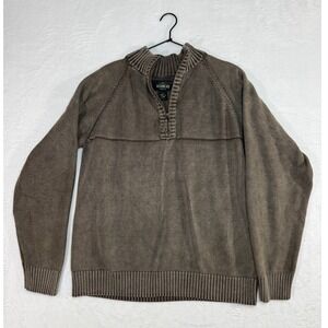 Redhead Mens Quarter Zip Sweater Brown Knit Pullover Size‎ Medium